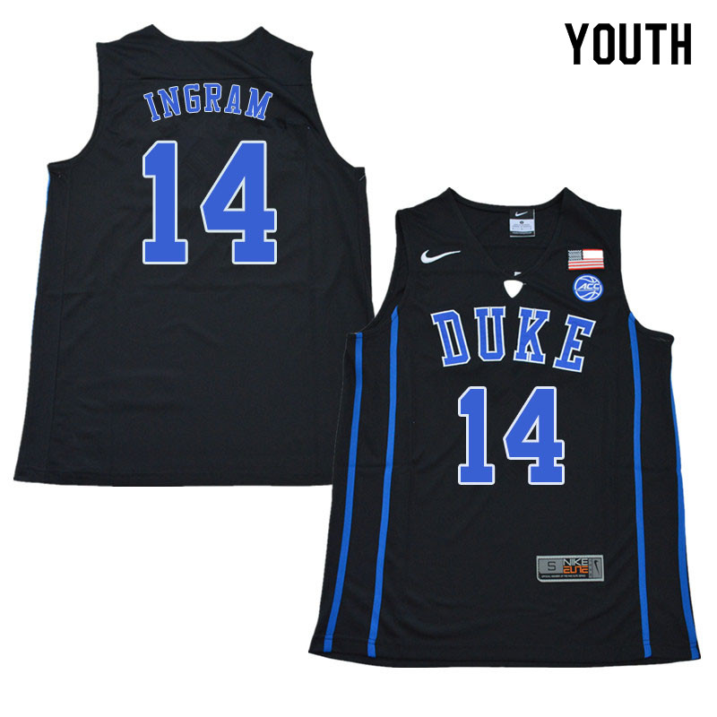 2018 Youth #14 Brandon Ingram Duke Blue Devils College Basketball Jerseys Sale-Black - Click Image to Close